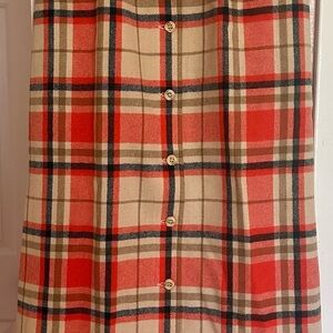 Young Pendleton 1970’d Button-Front Red and Cream Plaid Skirt